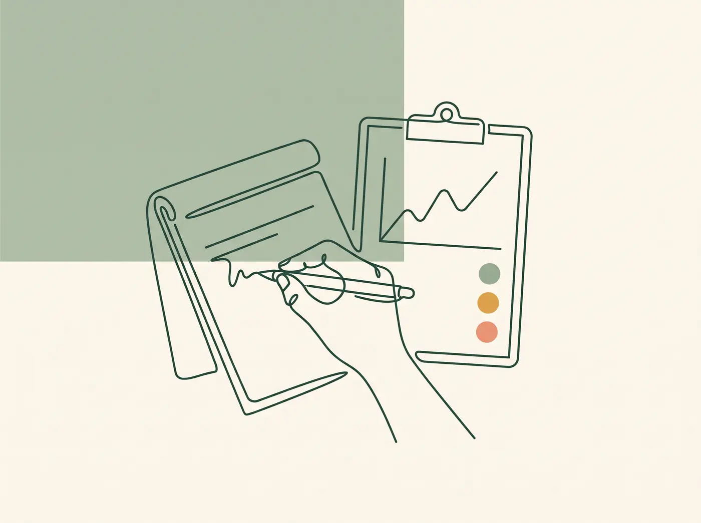 Illustration einer Ärztin, die eine persönliche Anmerkung neben einem farbig markierten Befund notiert